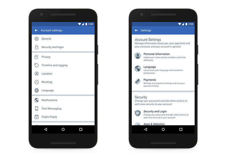 Impostazioni di Facebook: vecchia e nuova versione