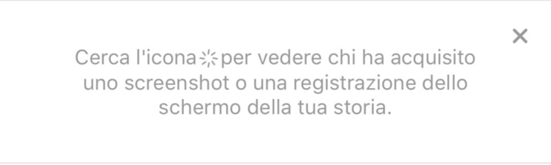 icona avverte dello screenshot su instagram