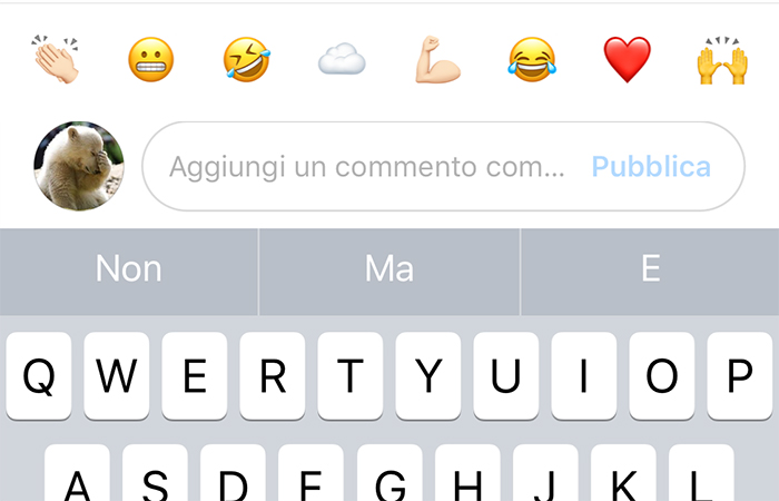 Instagram, nuova scorciatoia nei commenti:la barra delle emoji.