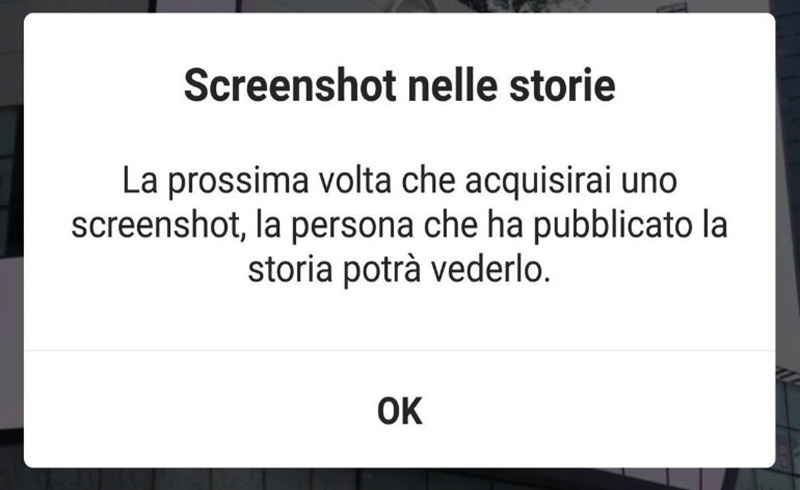 Screenshot su instagram: arriva la notifica